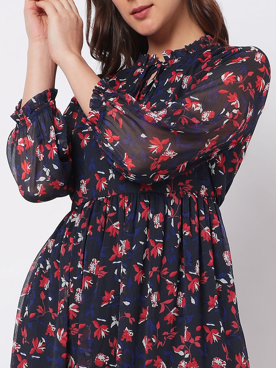 Navy Blue Floral Maxi Dress