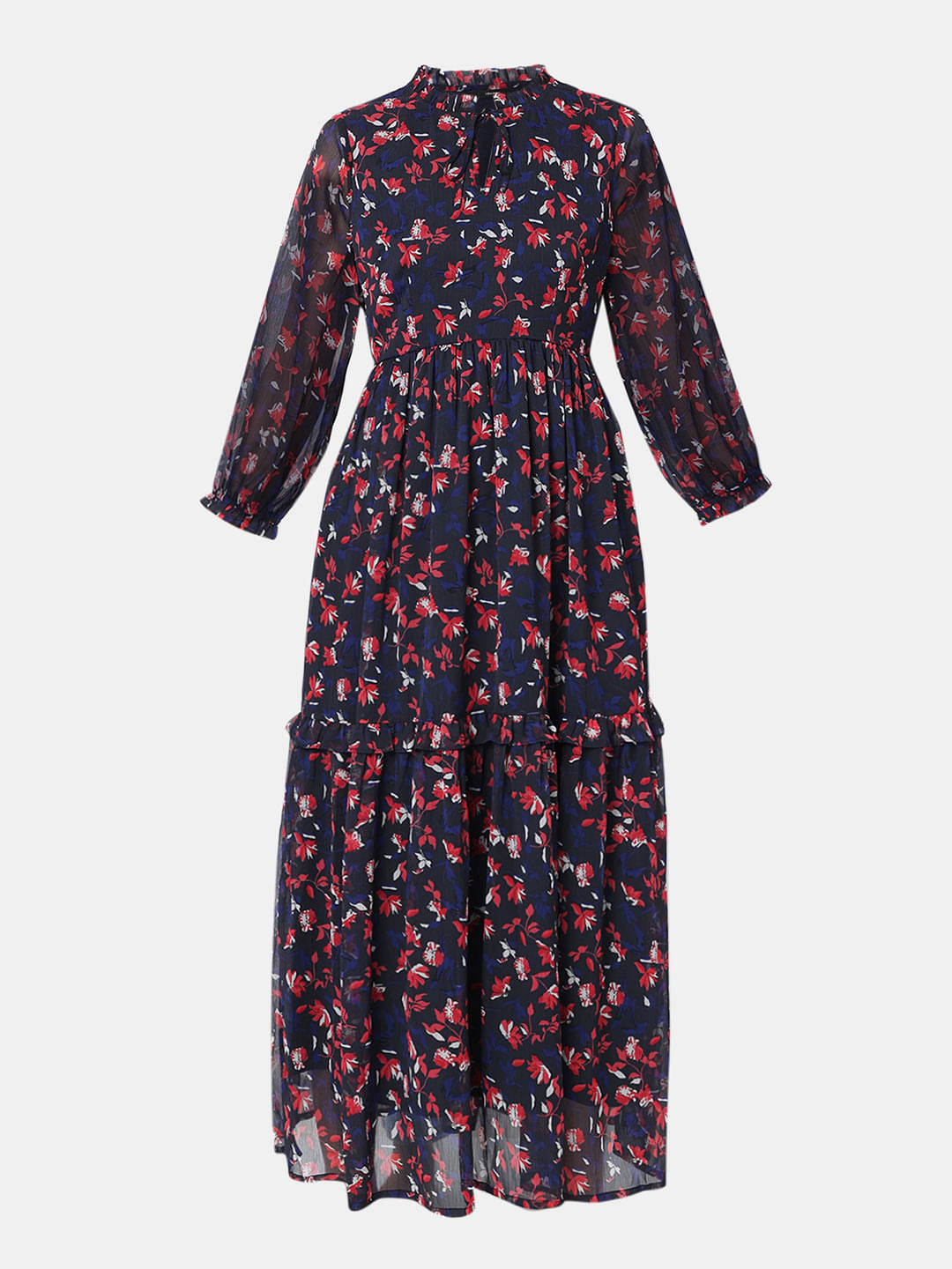 Navy Blue Floral Maxi Dress