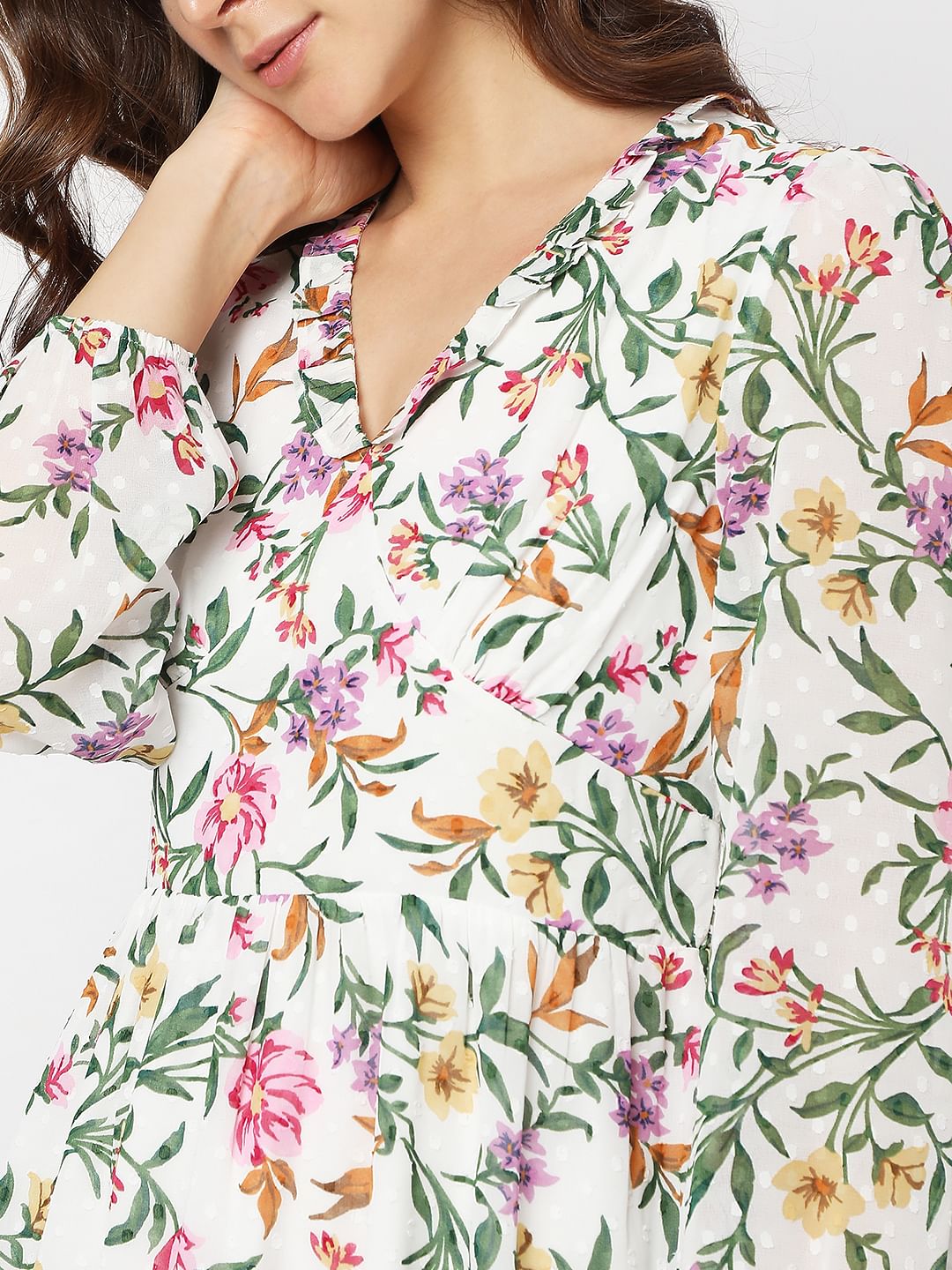 White Floral Tiered Dress