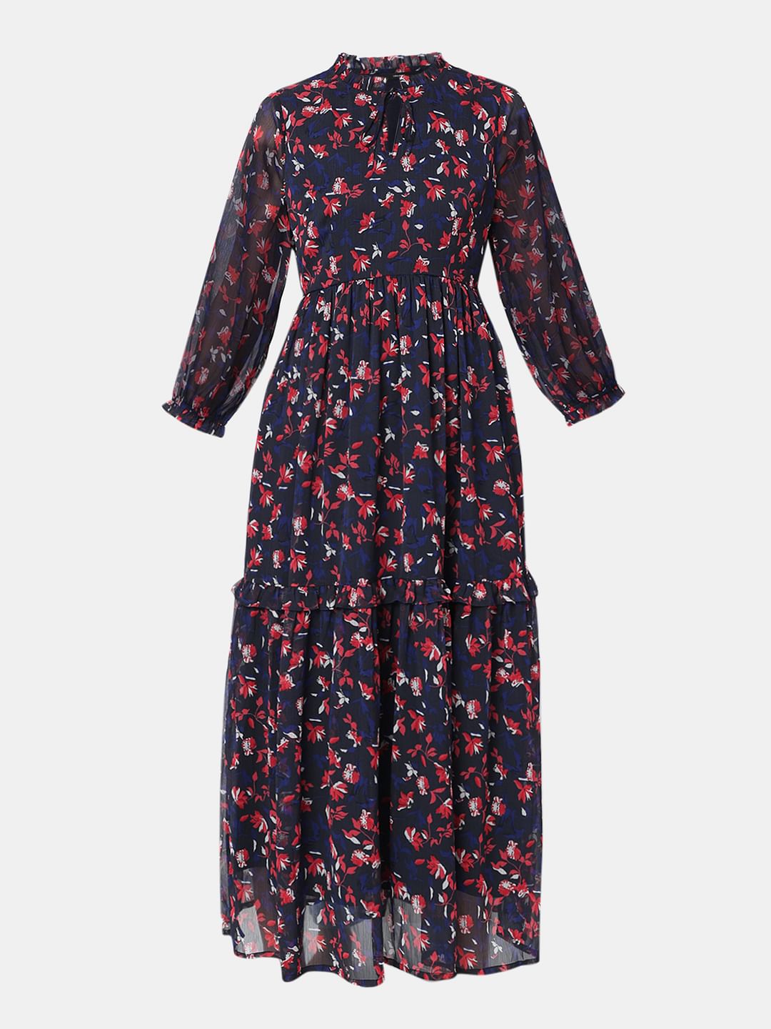 Navy Blue Floral Maxi Dress