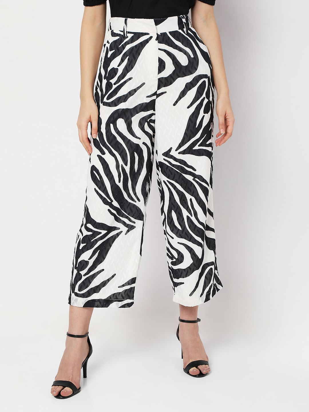 White High Rise Printed Co-Ord Pants