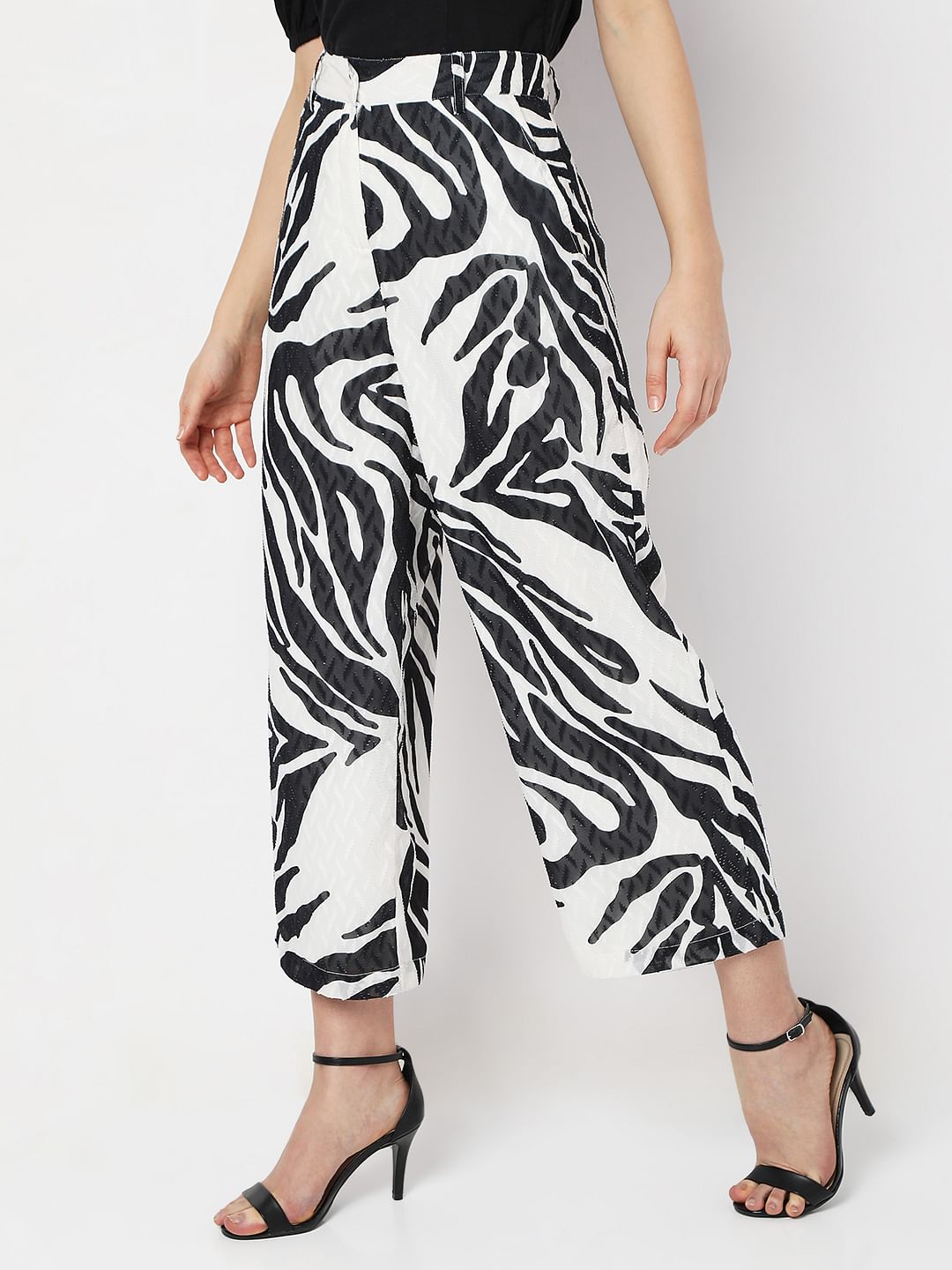 White High Rise Printed Co-Ord Pants