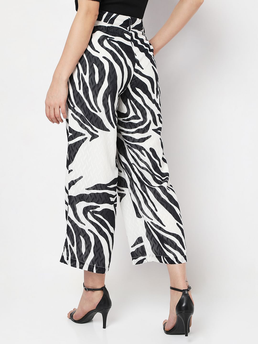 White High Rise Printed Co-Ord Pants