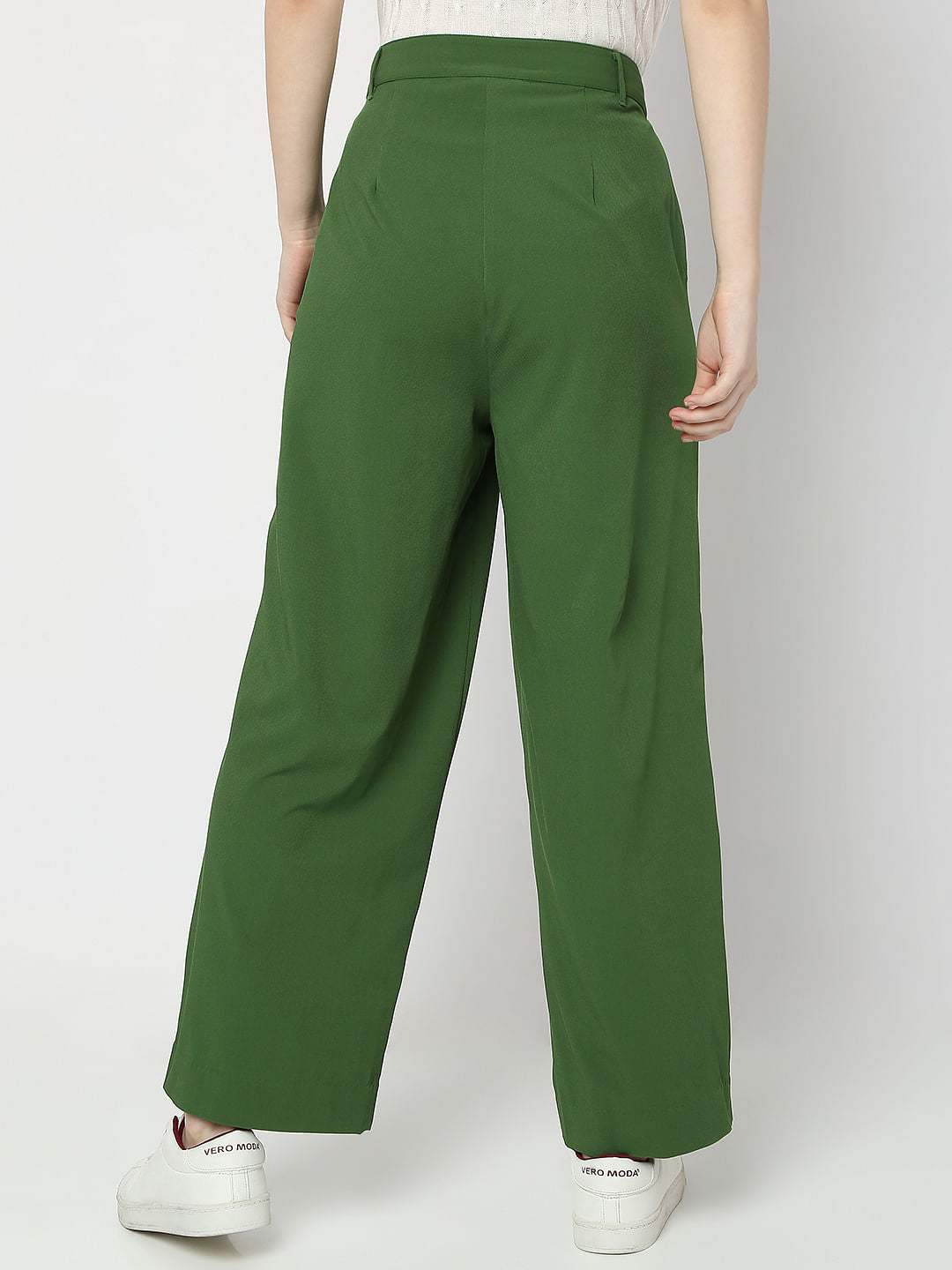 Green High Rise Flared Pants