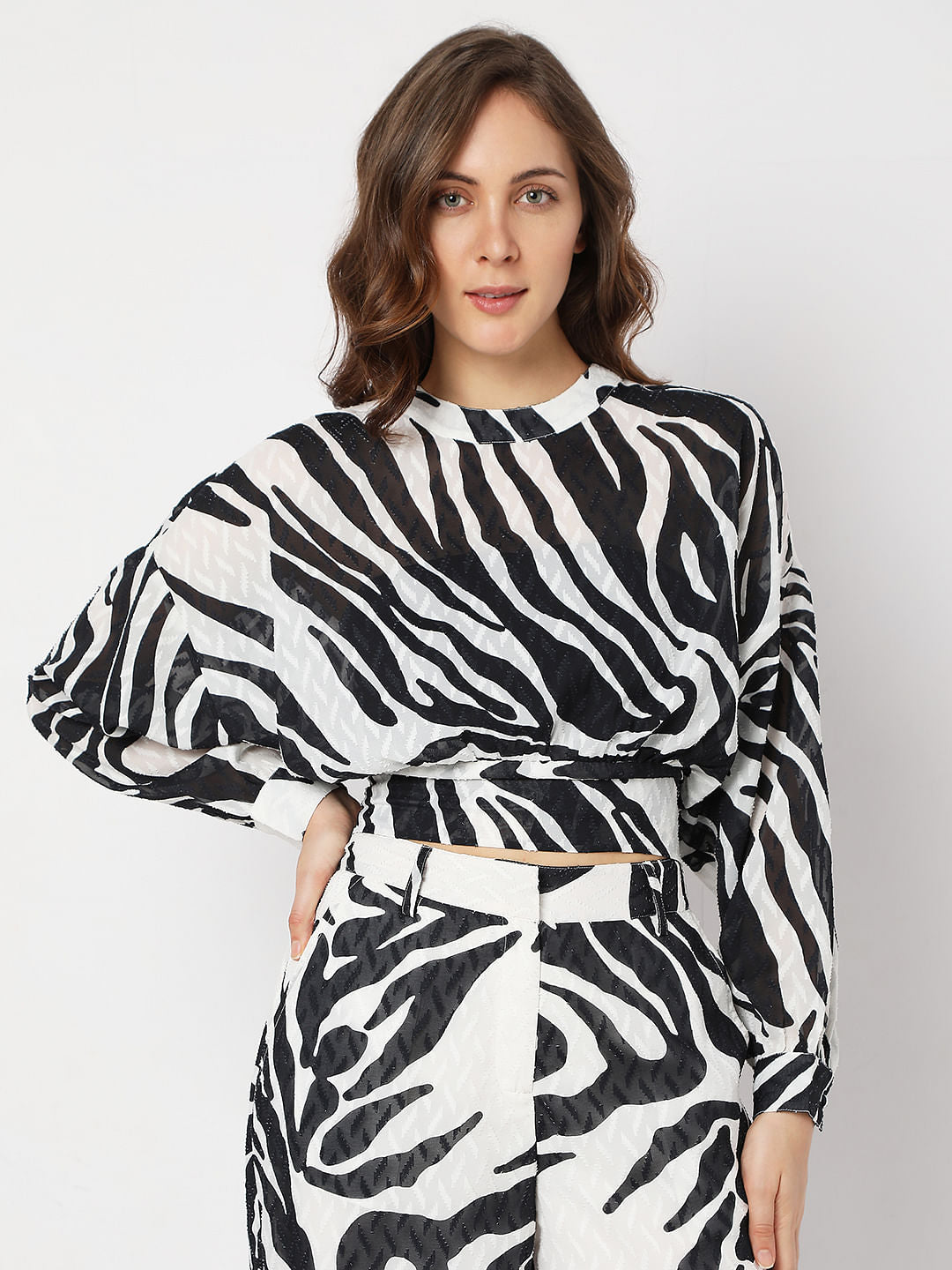 White Printed Co-Ord Top