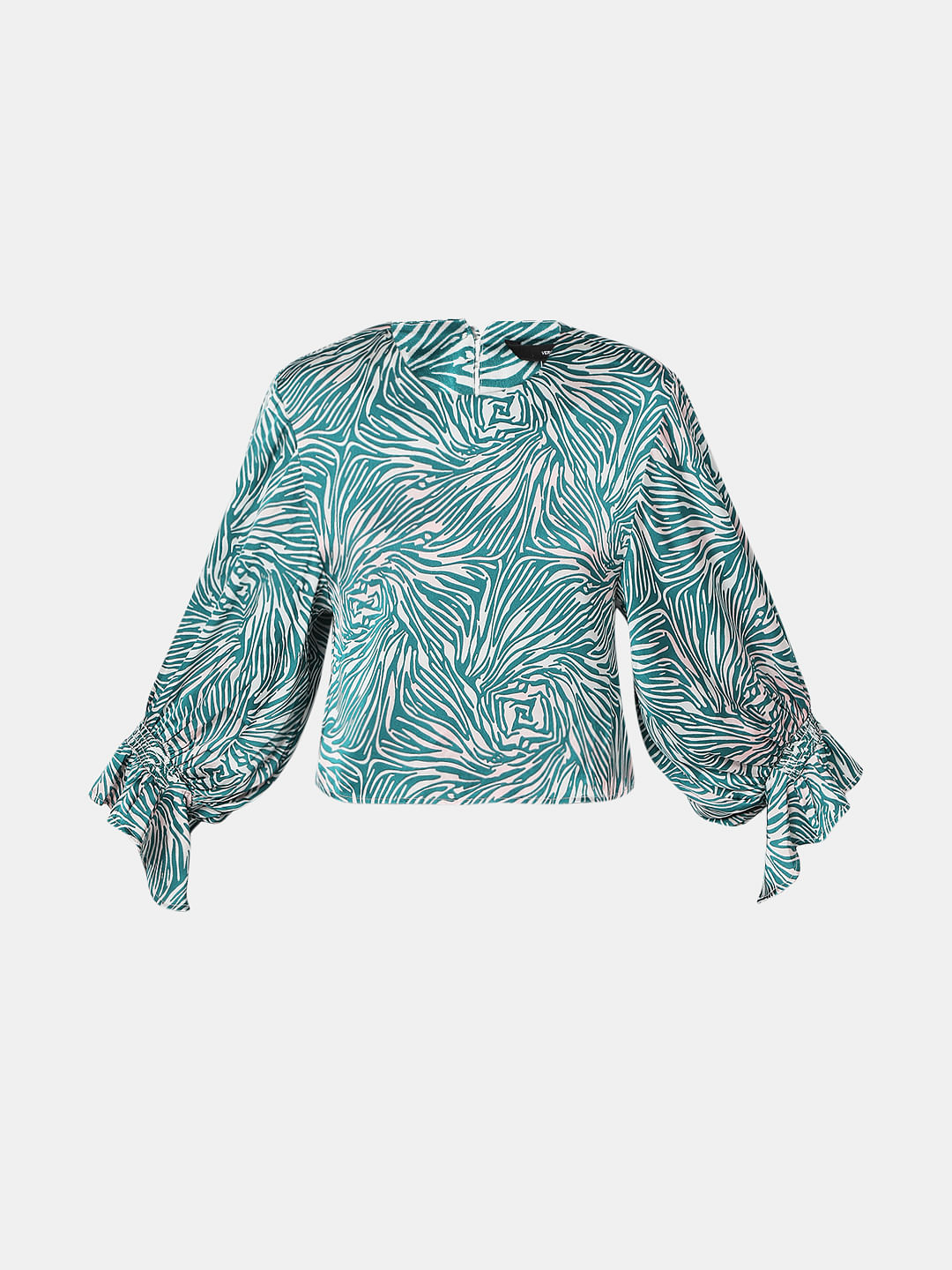 Blue Animal Print Satin Co-Ord Set Top