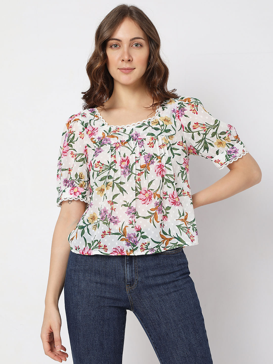 Pink Floral Print Top