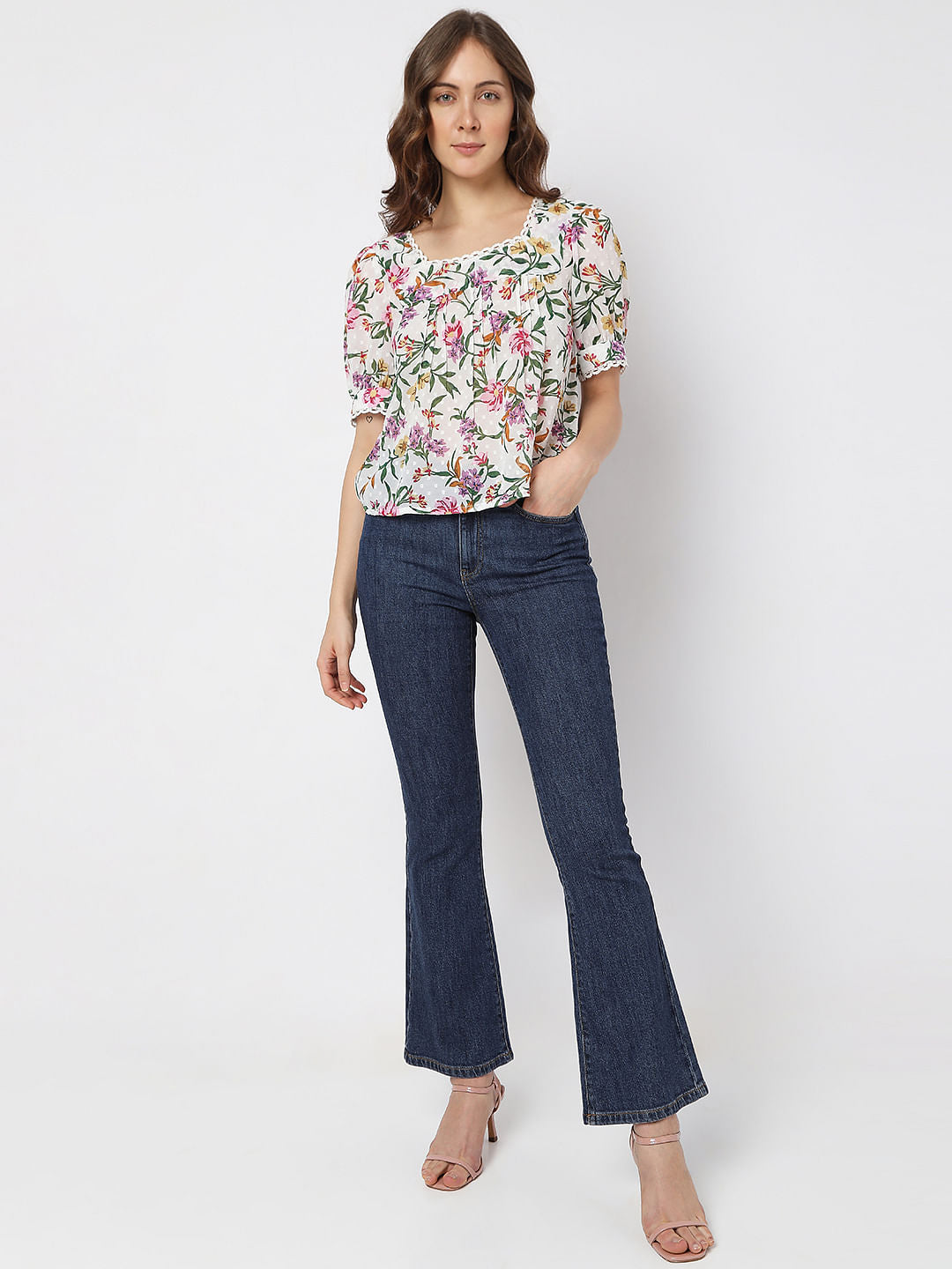 Pink Floral Print Top