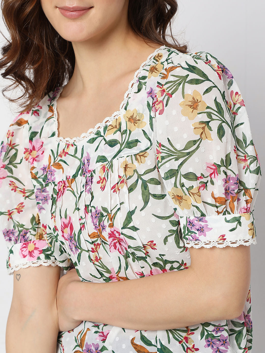 Pink Floral Print Top