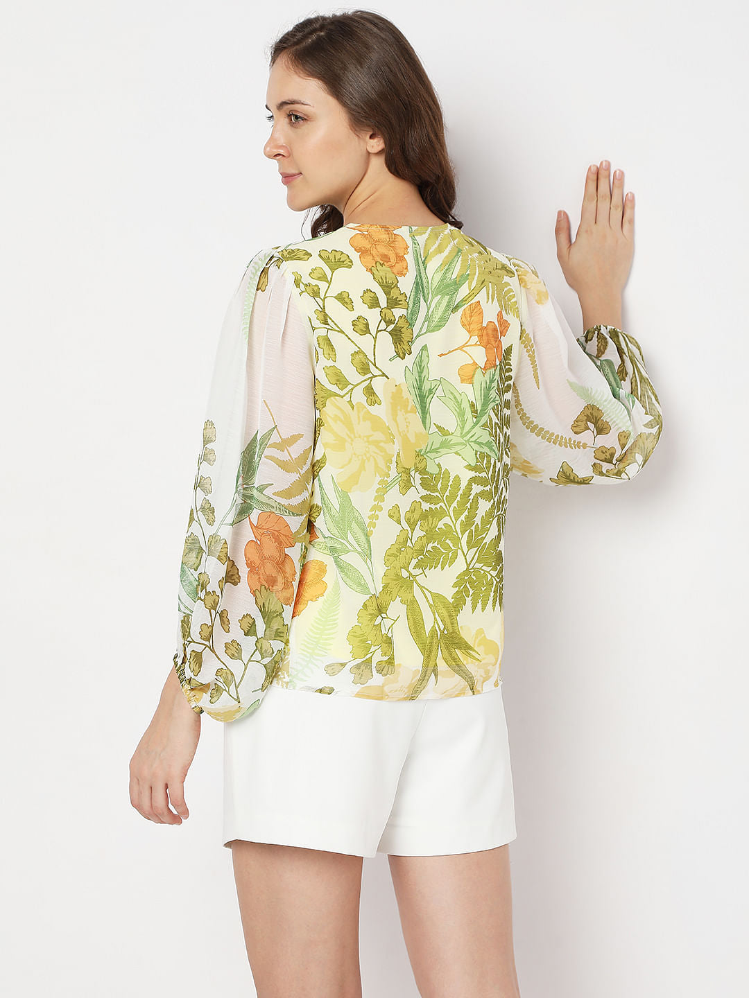 Green Floral Print Top