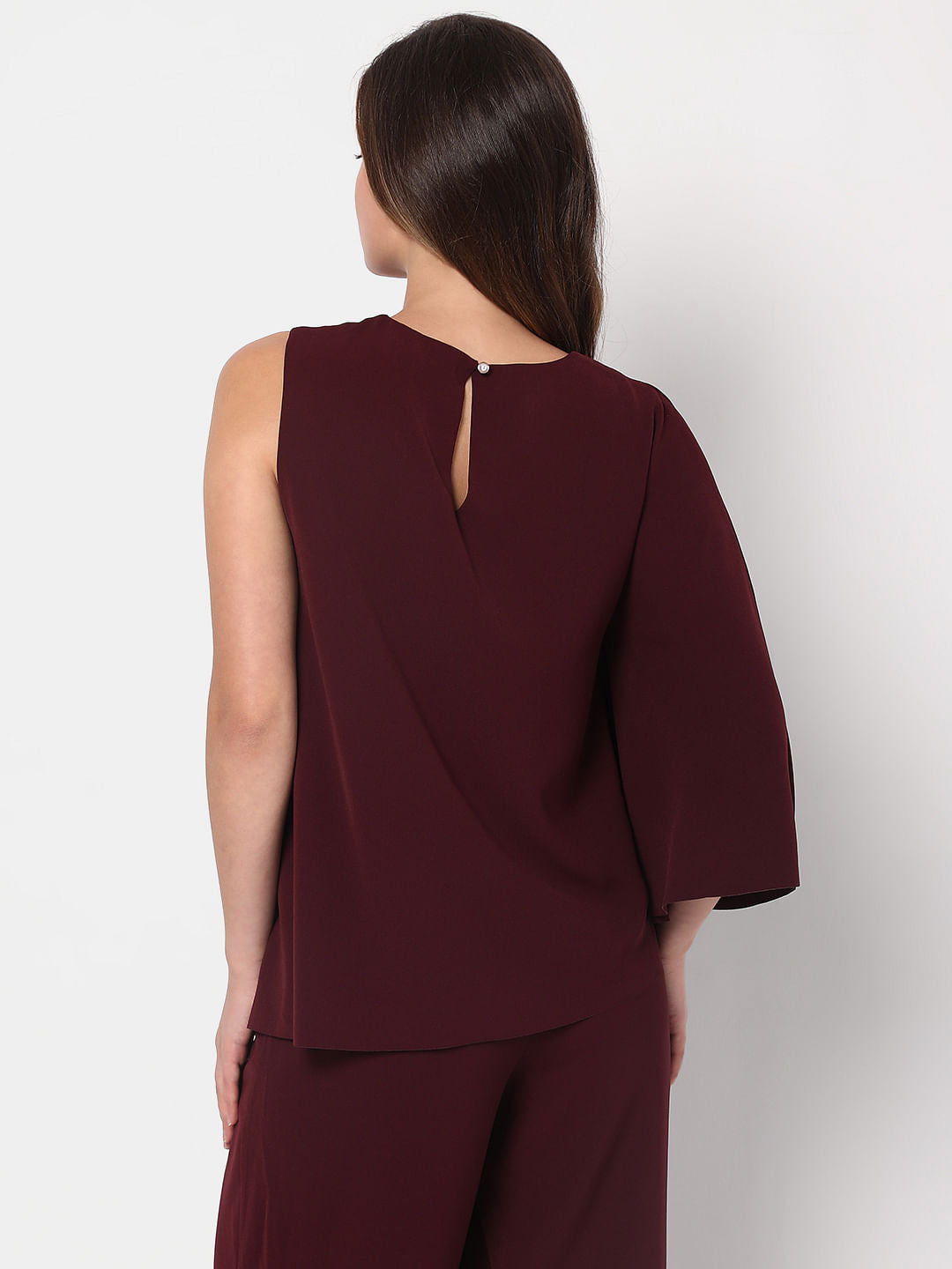Burgundy One-Shoulder Co-Ord Set Top