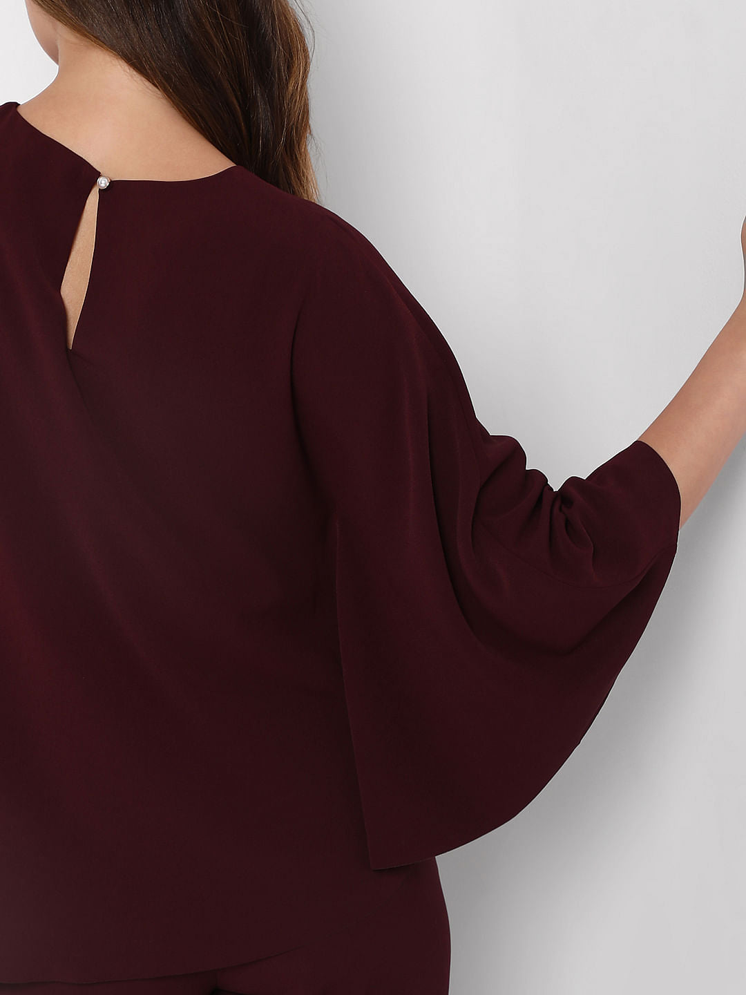 Burgundy One-Shoulder Co-Ord Set Top