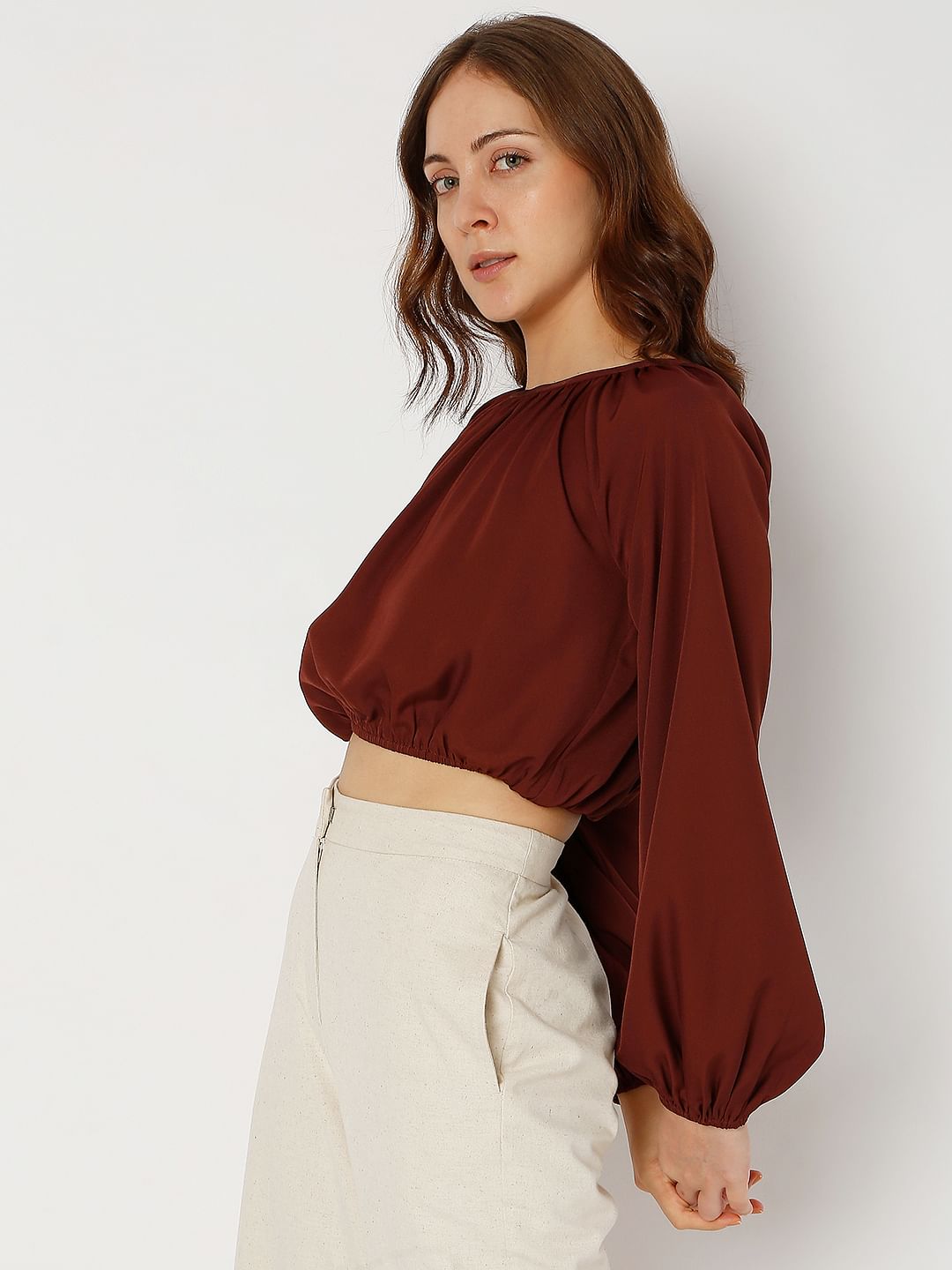 Maroon Crop Top