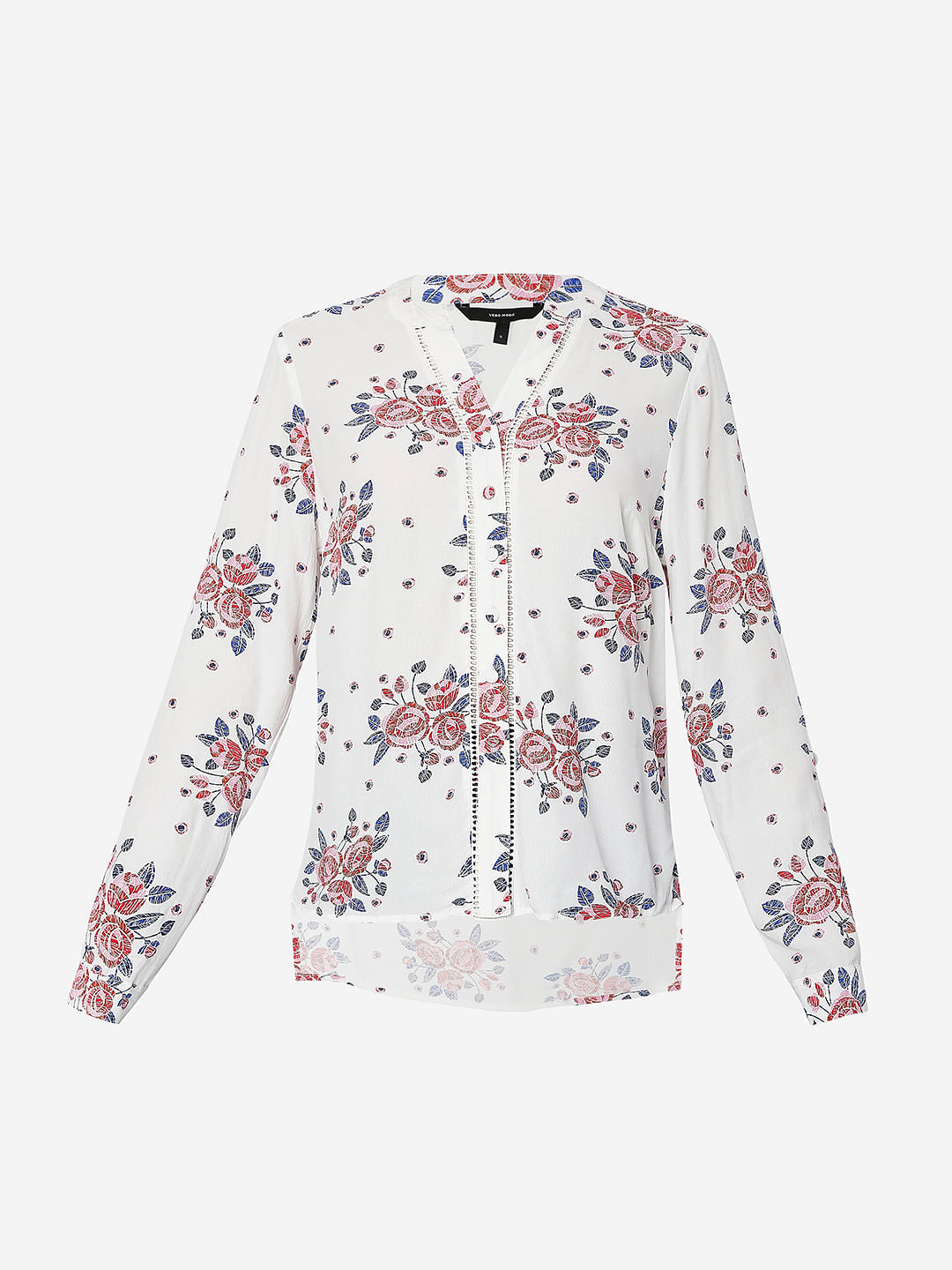 White Floral Print Top