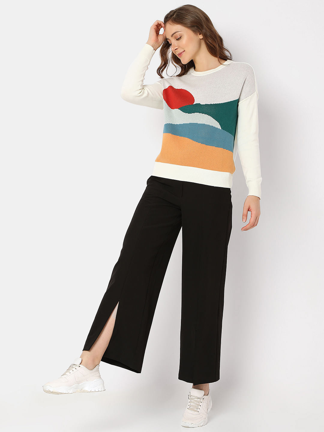 Cream Graphic Print Pullover