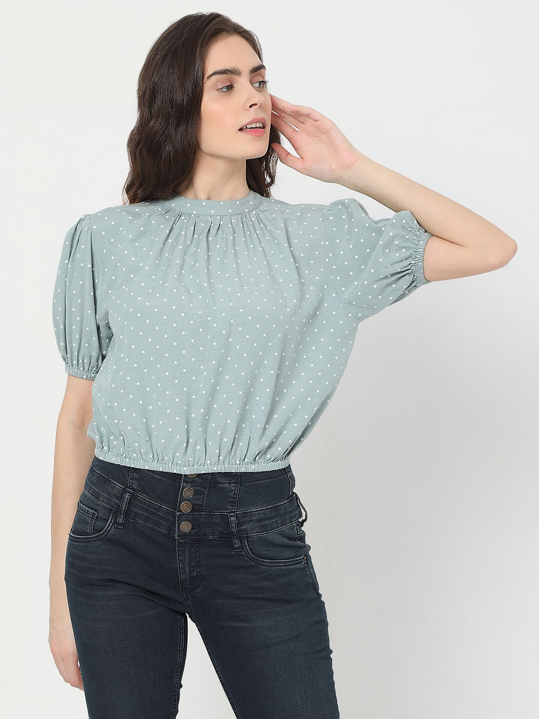 Green Polka Dot Top