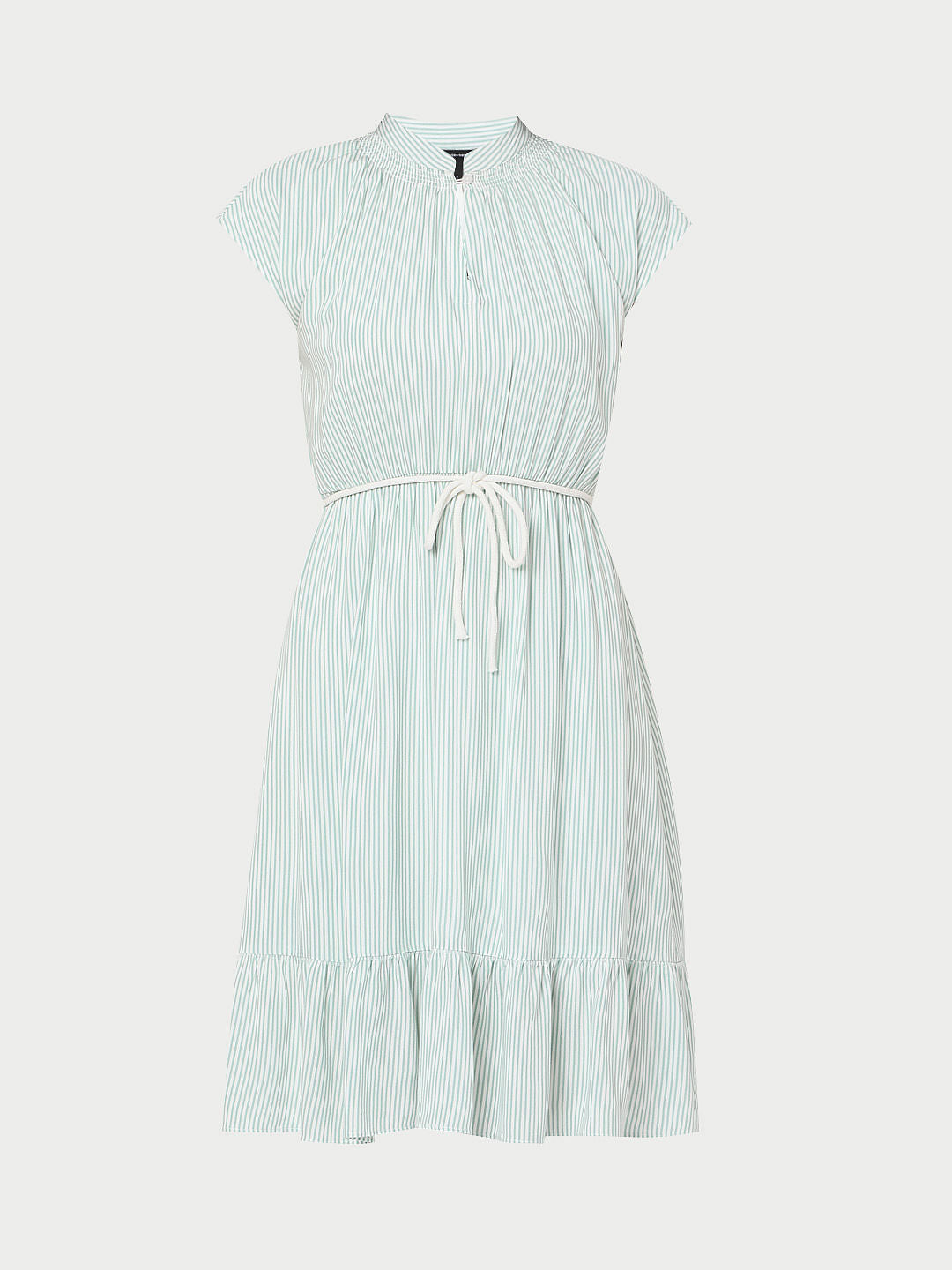 Green Striped Fit & Flare Dress