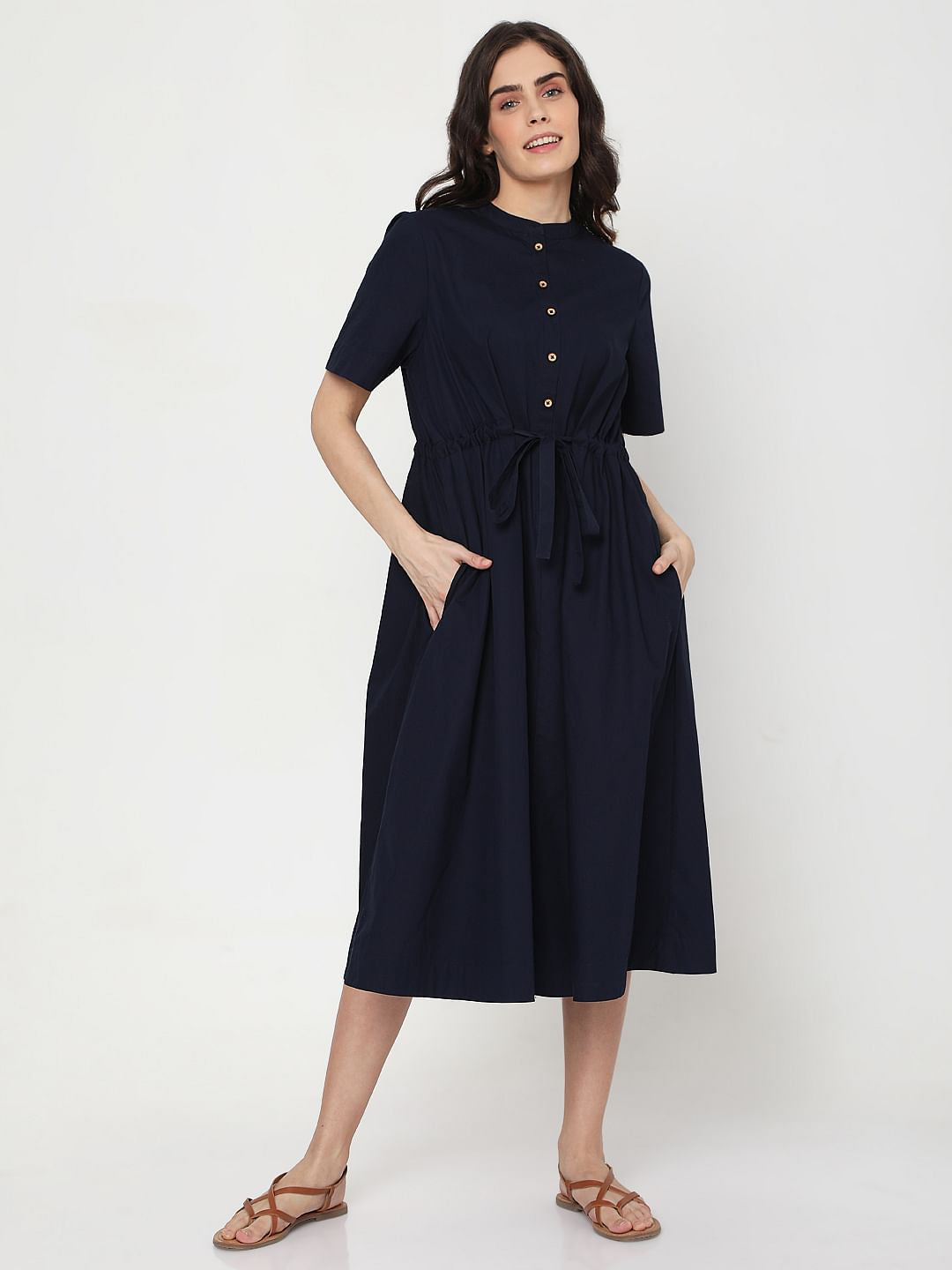 Navy Blue Midi Dress