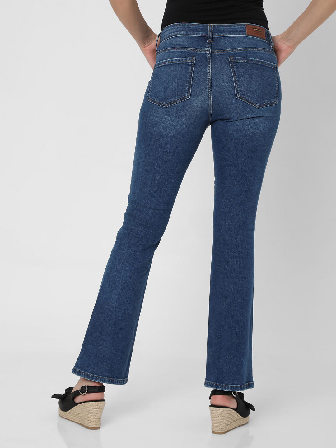 Blue Mid Rise Bootcut Jeans