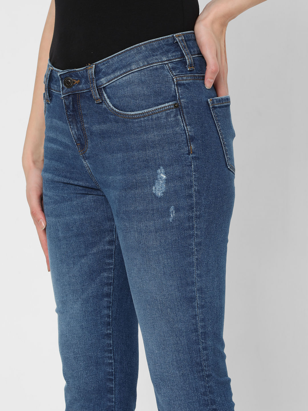 Blue Mid Rise Bootcut Jeans