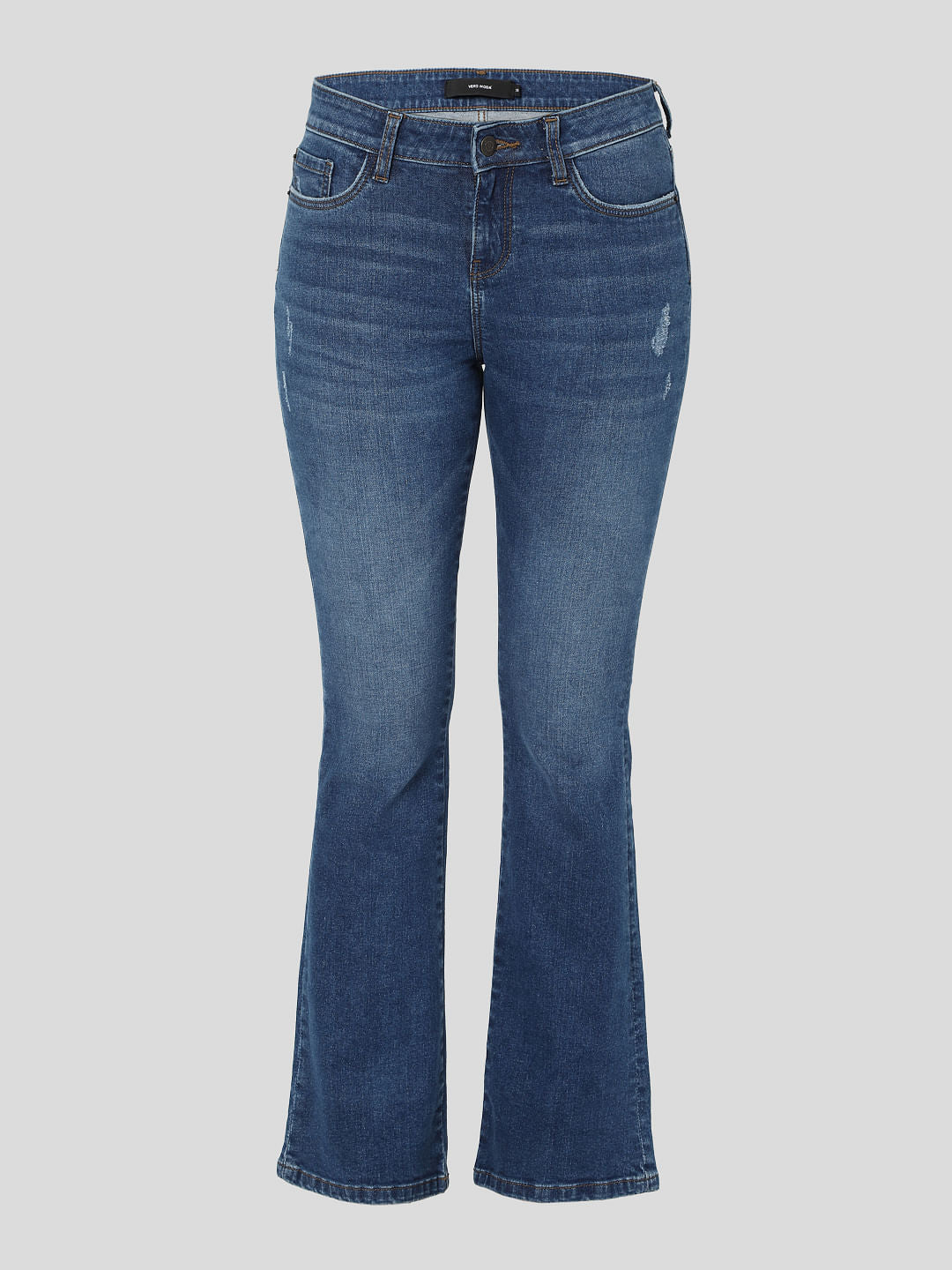 Blue Mid Rise Bootcut Jeans