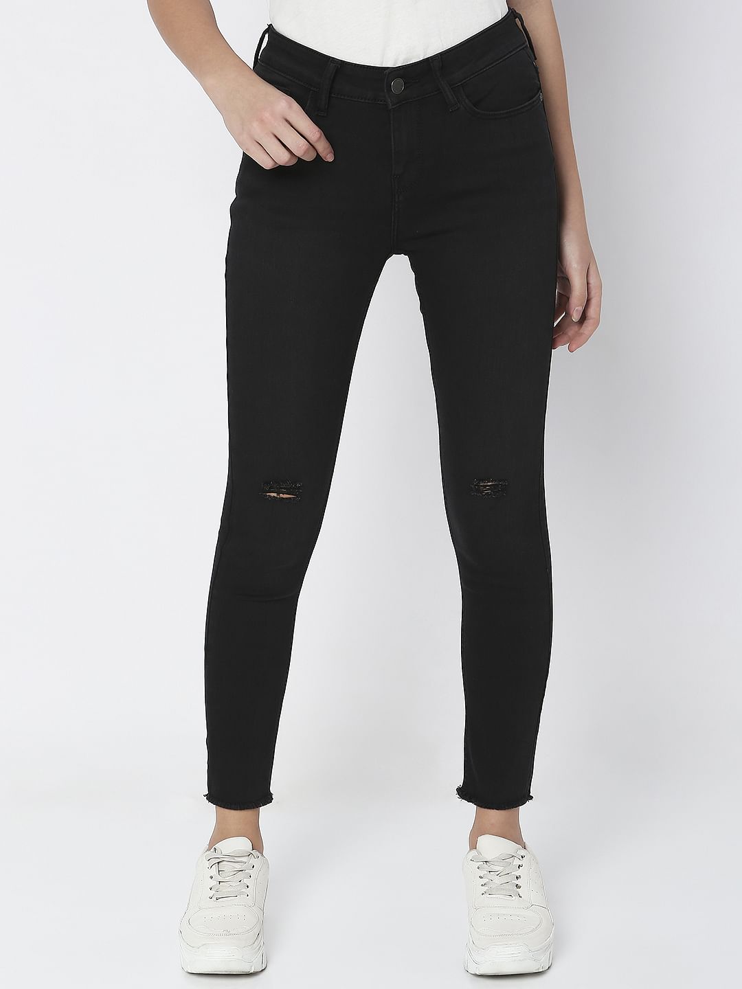 Black Mid Rise Skinny Jeans
