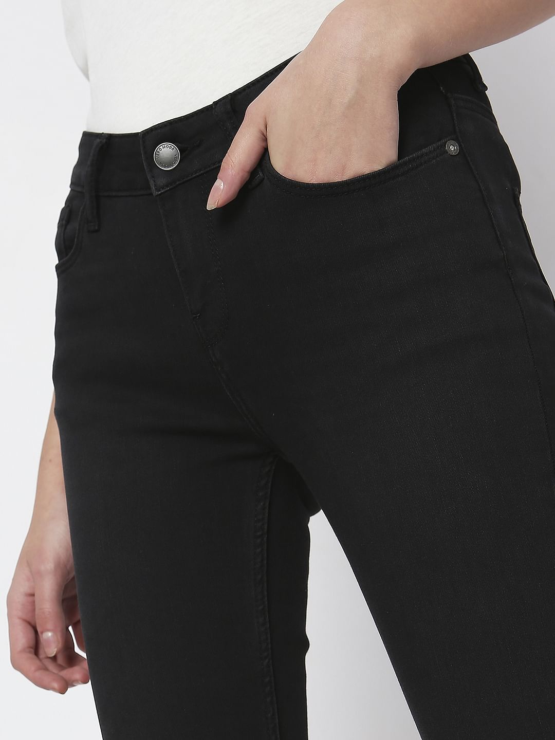 Black Mid Rise Skinny Jeans