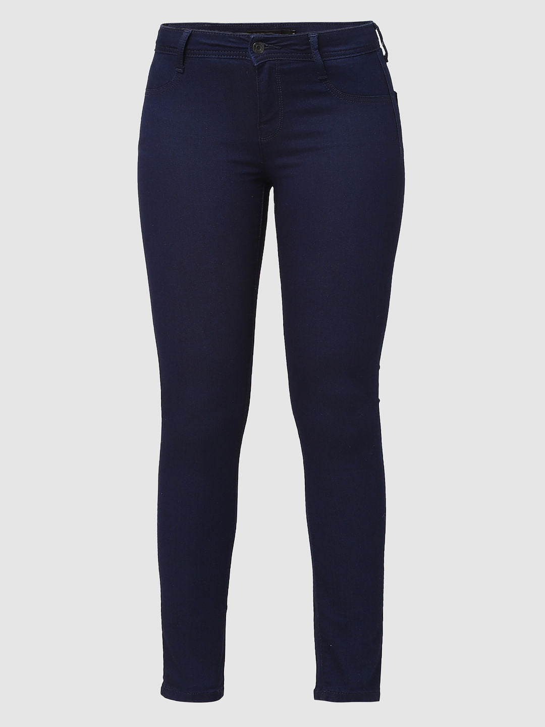 Dark Blue Mid Rise Skinny Jeans