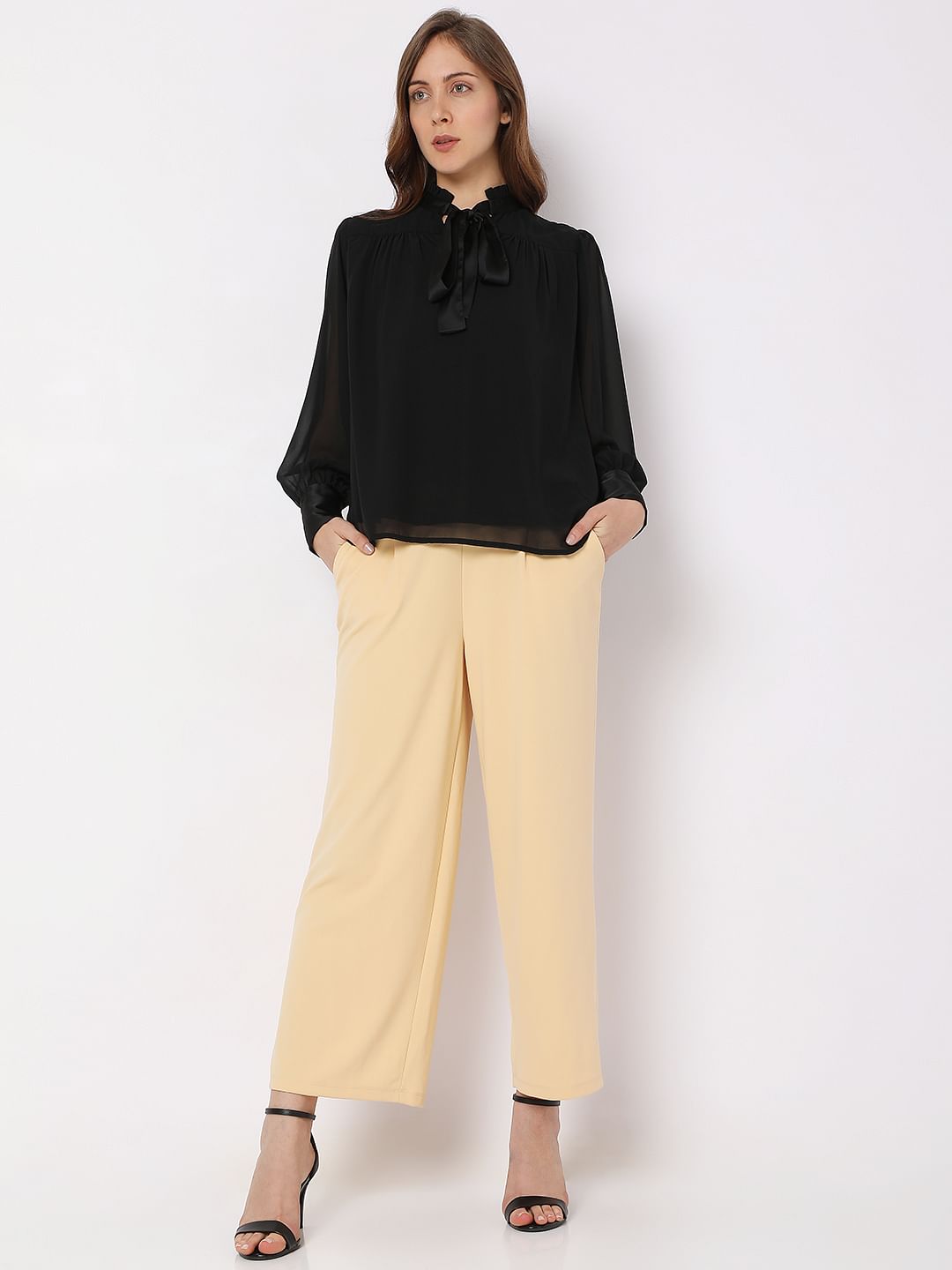 Black Satin Tie-Up Top