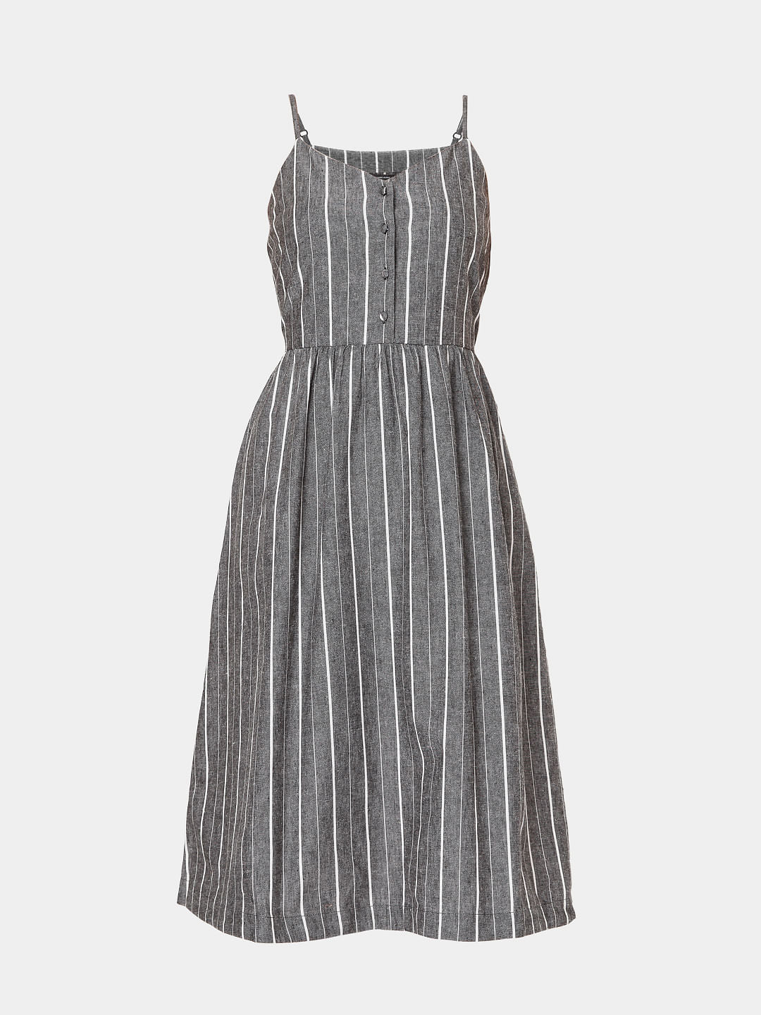 Grey Striped Strappy Dress