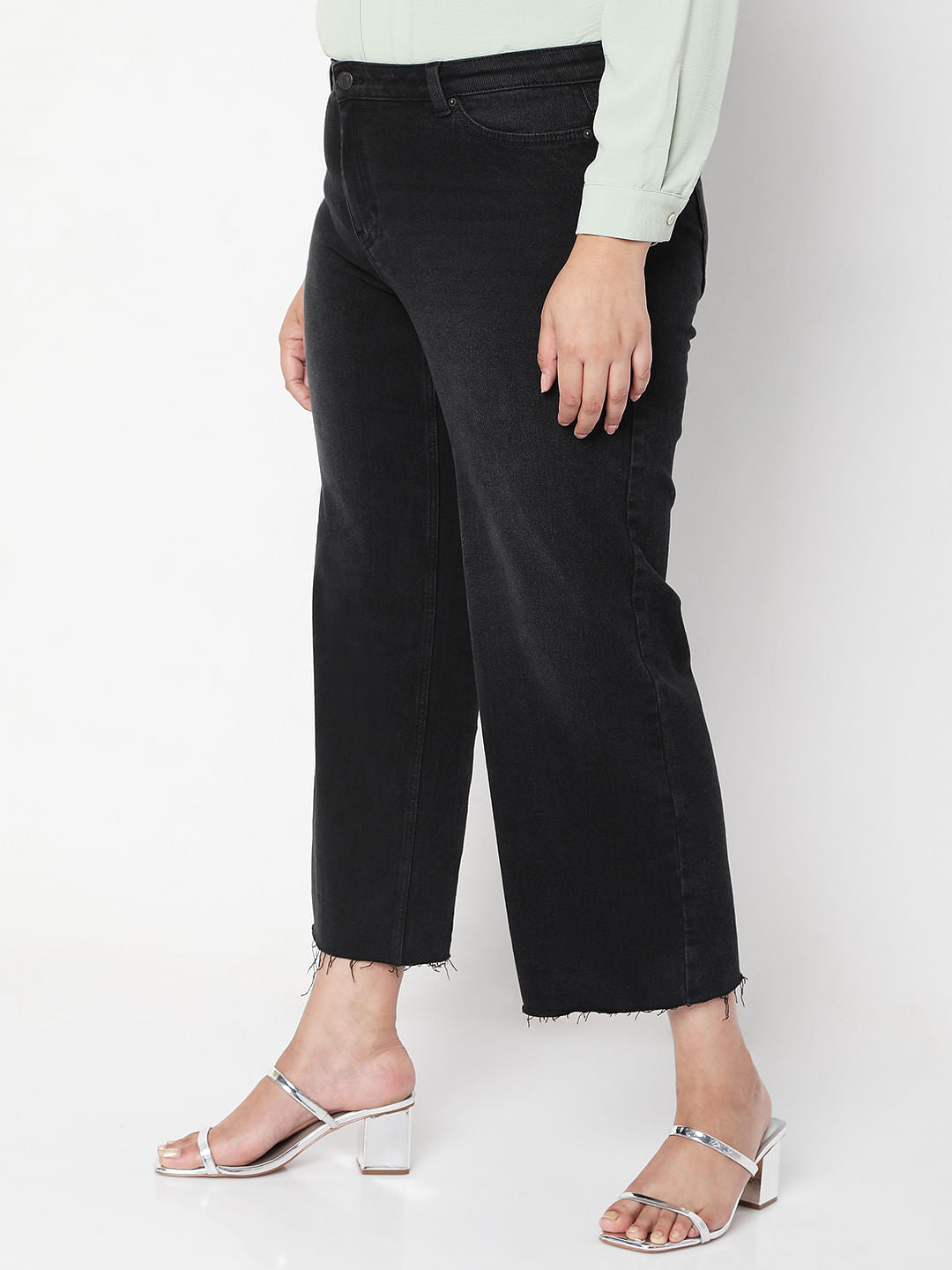Curve Black Mid Rise Straight Jeans