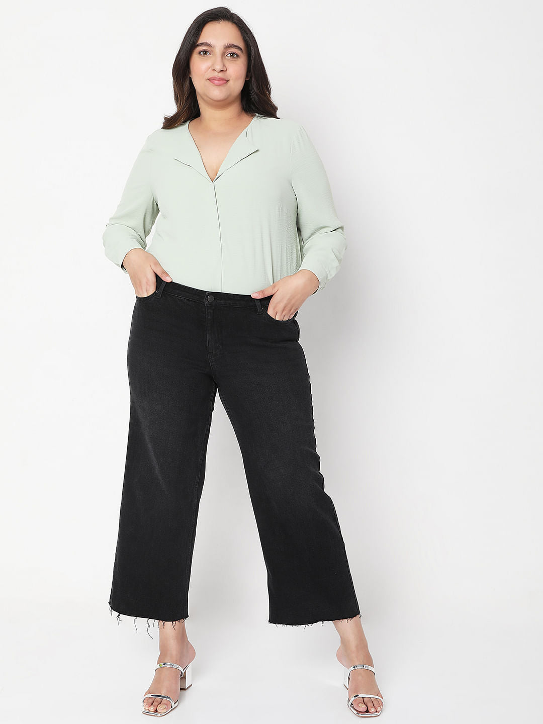 Curve Black Mid Rise Straight Jeans