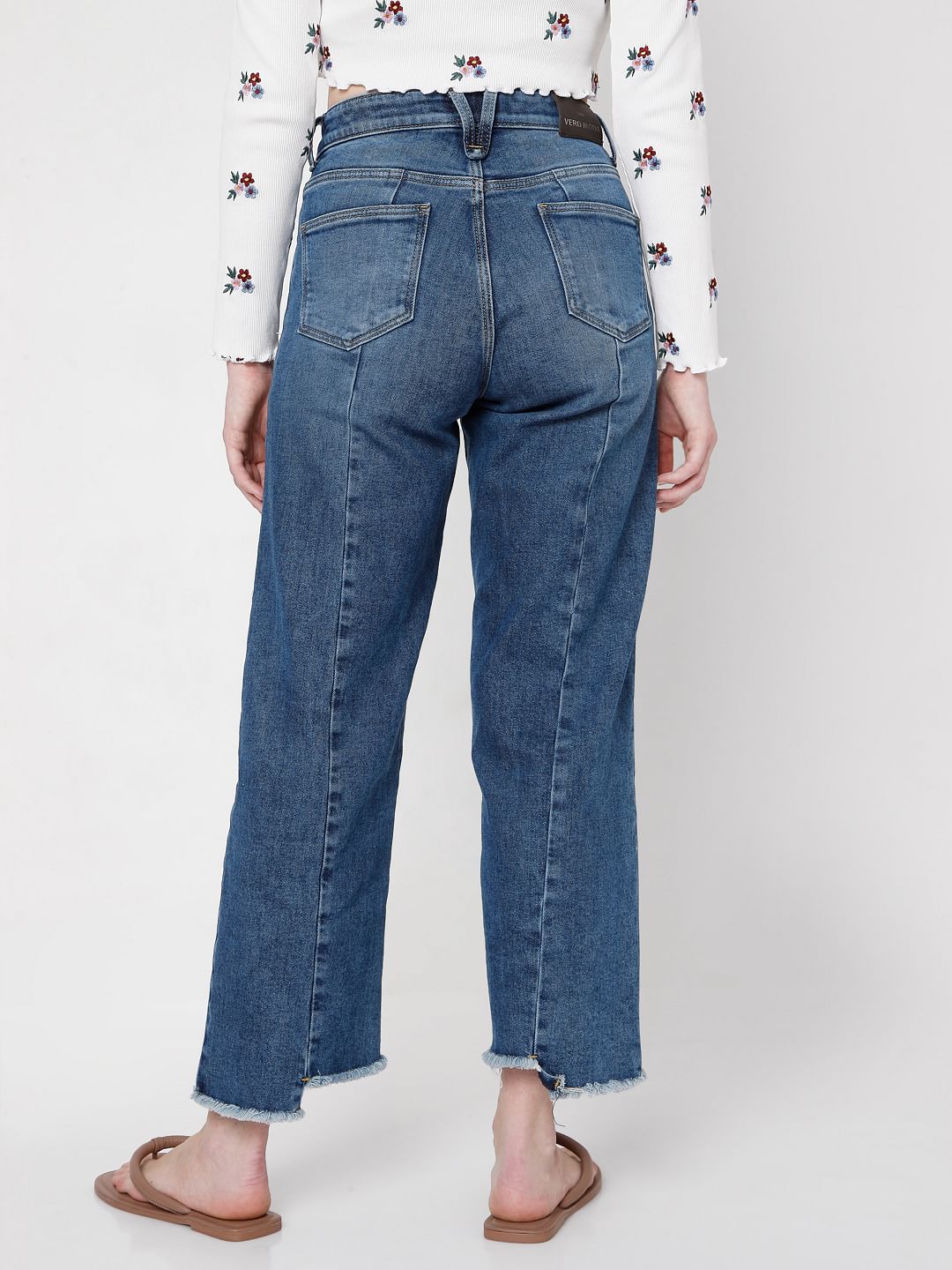 Blue High Rise Straight Fit Jeans