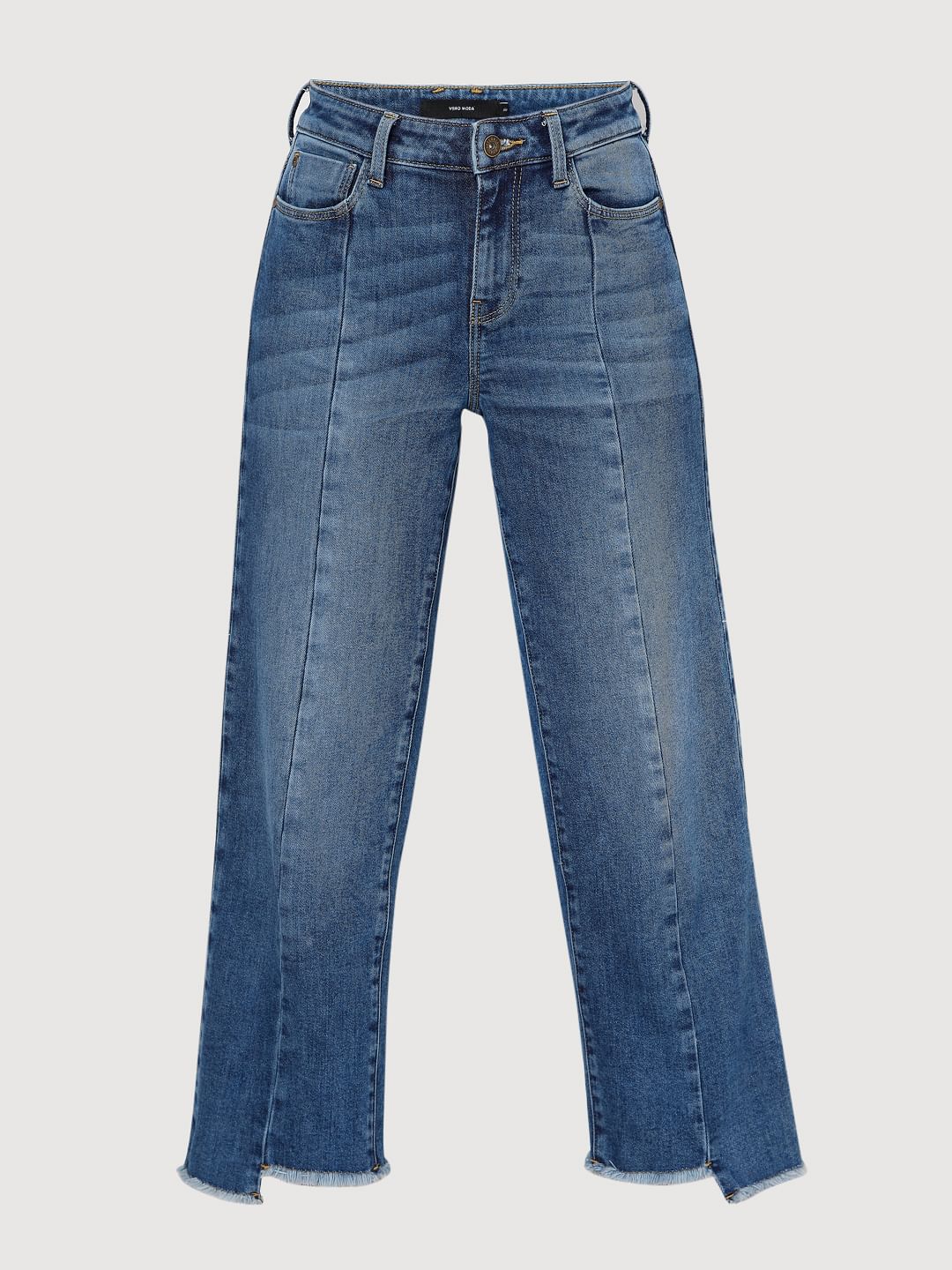 Blue High Rise Straight Fit Jeans
