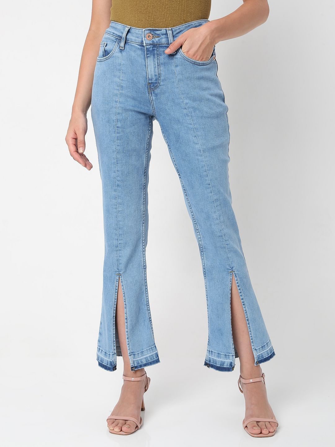 Blue Mid Rise Petra Bootcut Jeans