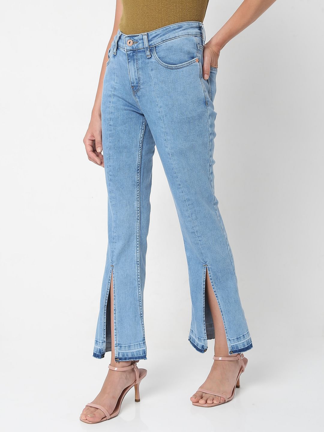 Blue Mid Rise Petra Bootcut Jeans