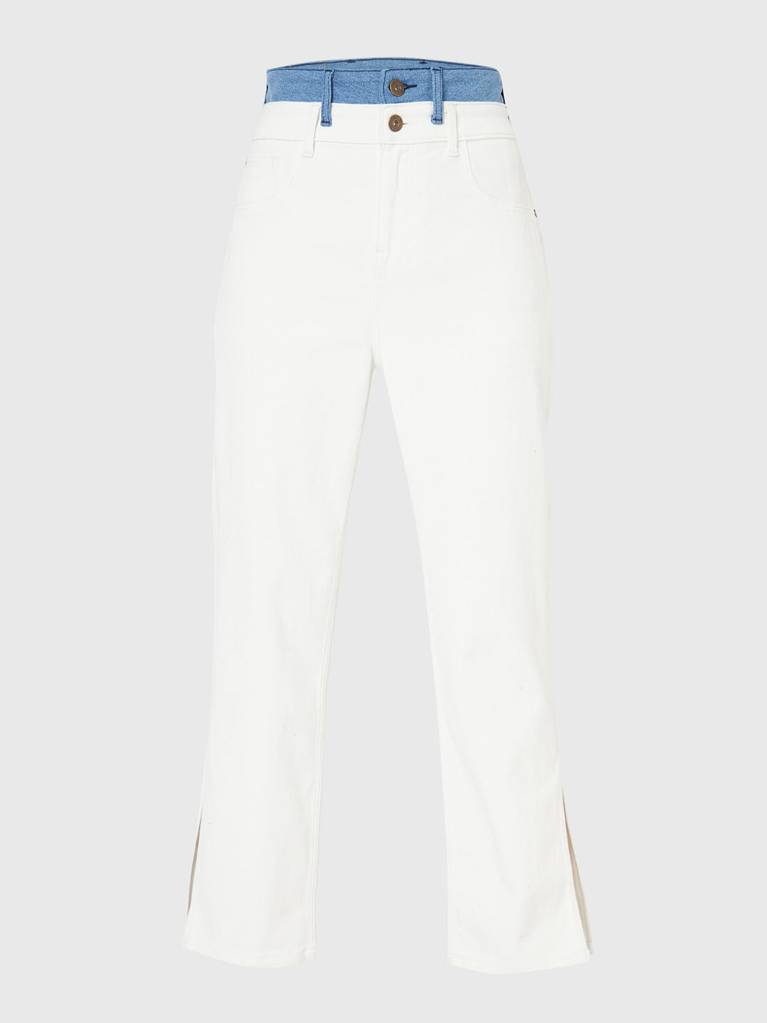 White Two-Toned Jade Straight Fit Jeans