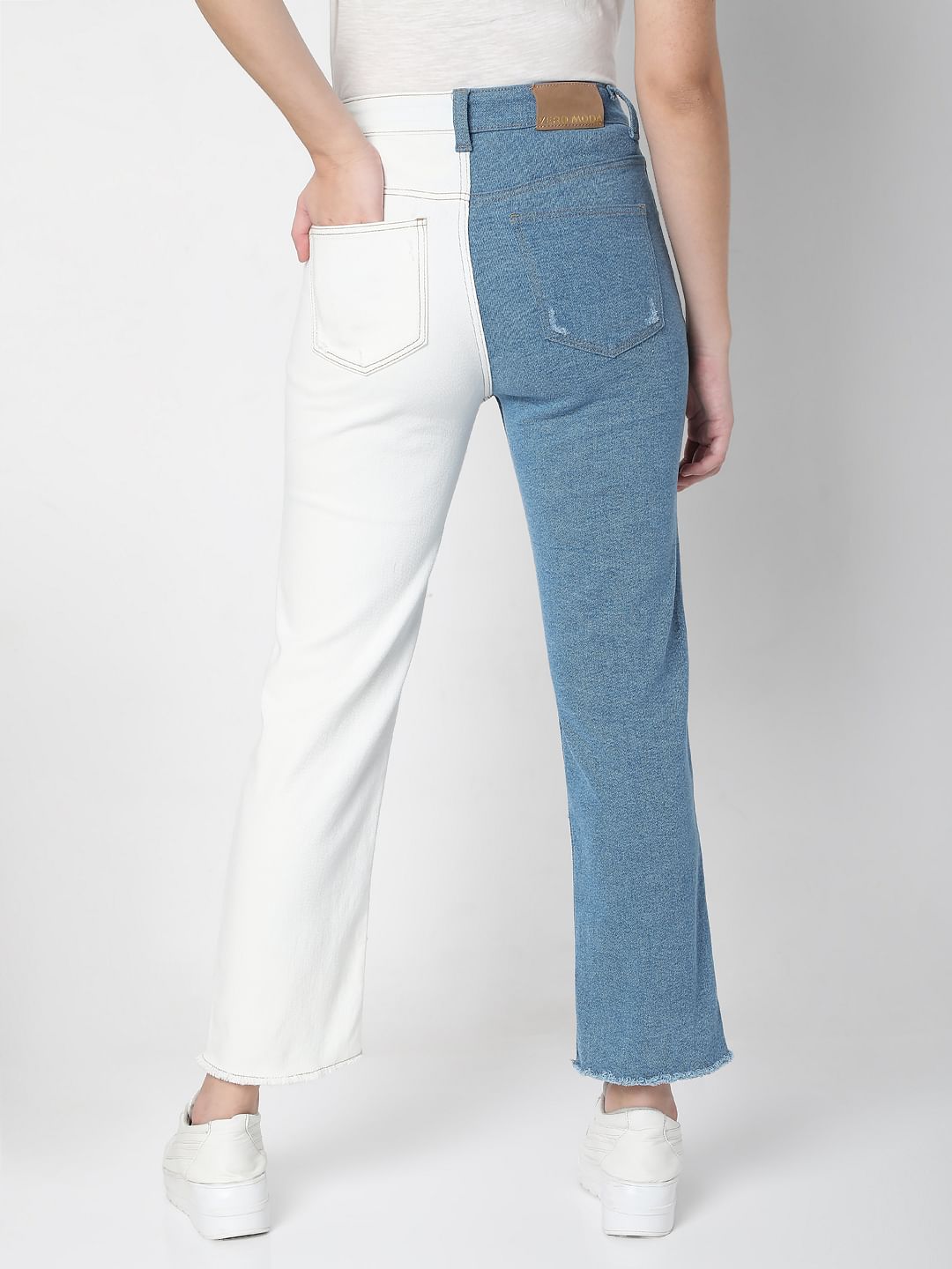Blue Two-Toned Jade Straight Jeans