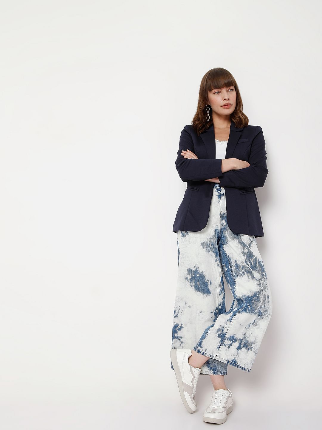 White Tie Dye Zoey Wide-Leg Jeans