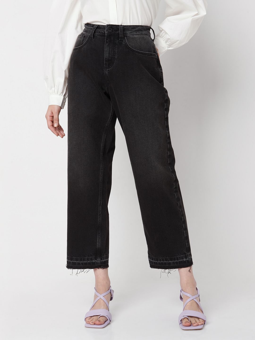 Black High Waist Jade Straight Fit Jeans