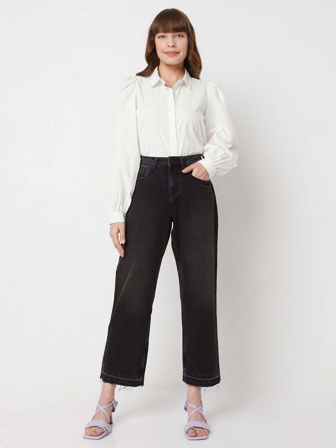 Black High Waist Jade Straight Fit Jeans
