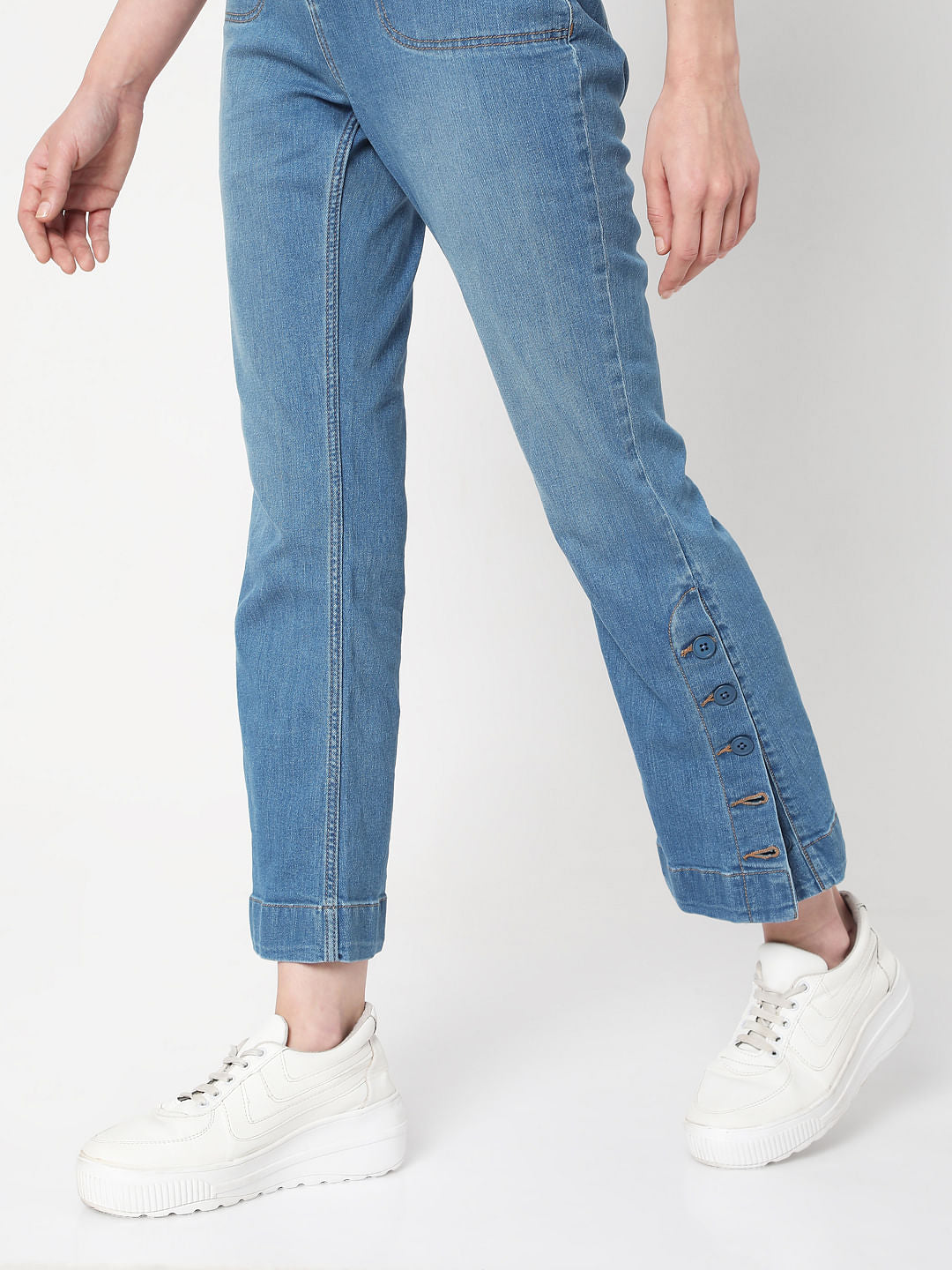 Blue Mid Rise Petra Bootcut Jeans