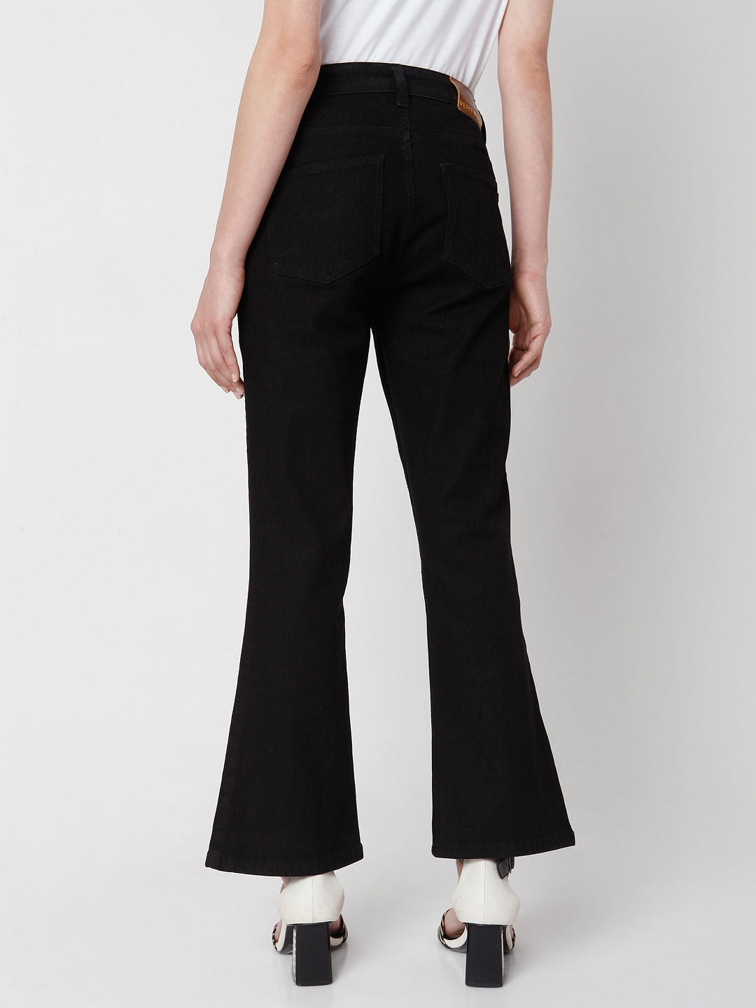 Black High Rise Petra Bootcut Slit Jeans