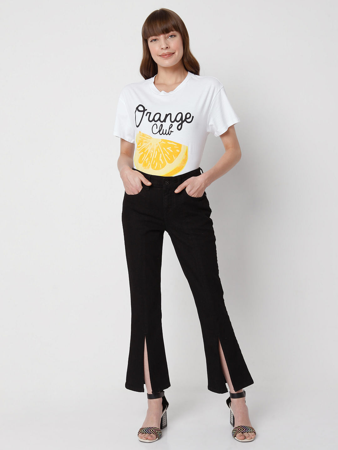 Black High Rise Petra Bootcut Slit Jeans