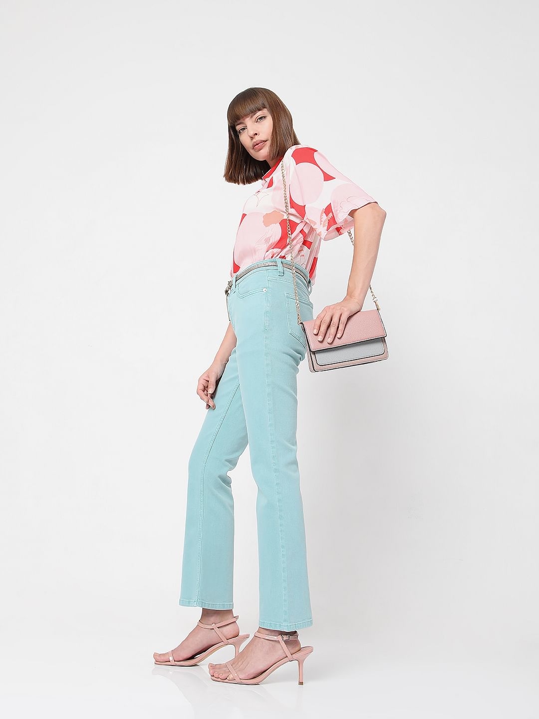 Green High Waist Petra Bootcut Jeans