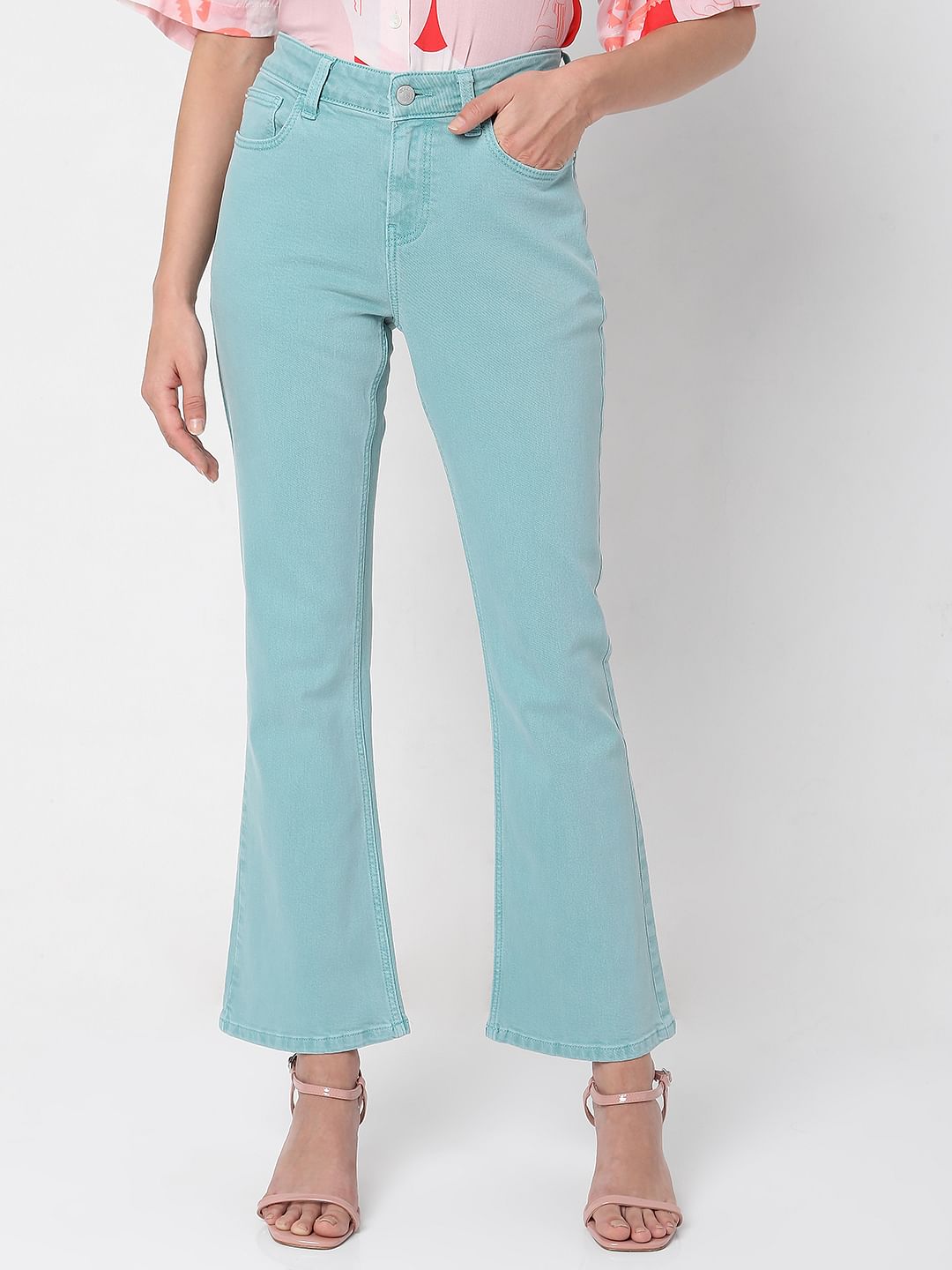 Green High Waist Petra Bootcut Jeans
