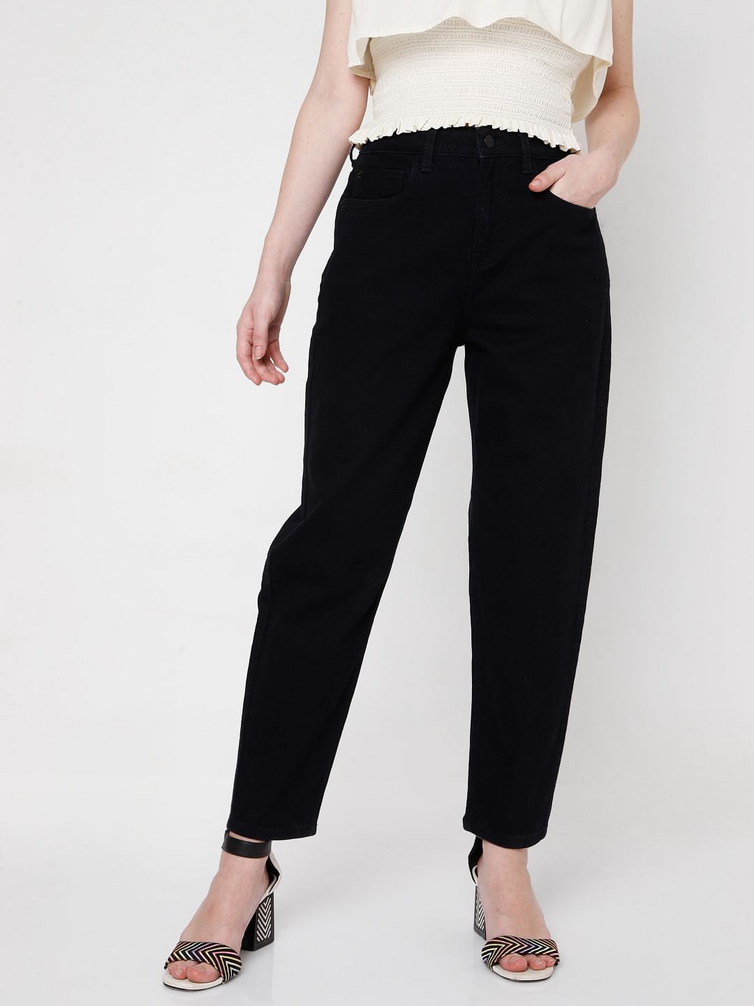 Black High Rise Mom Jeans