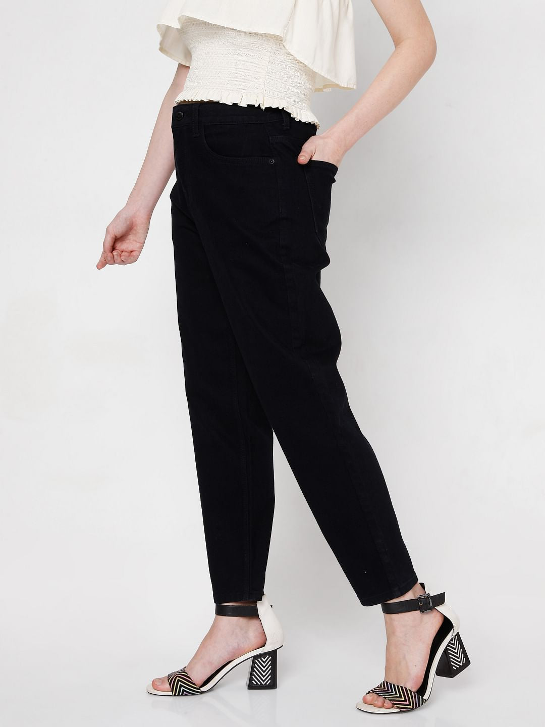 Black High Rise Mom Jeans