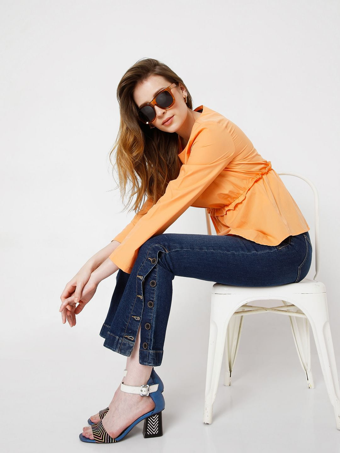 Orange Peplum Top