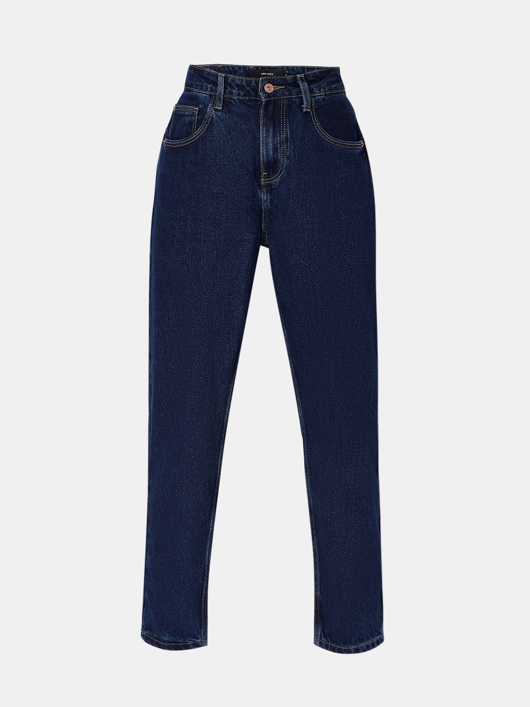 Blue High Rise Girlfriend Jeans